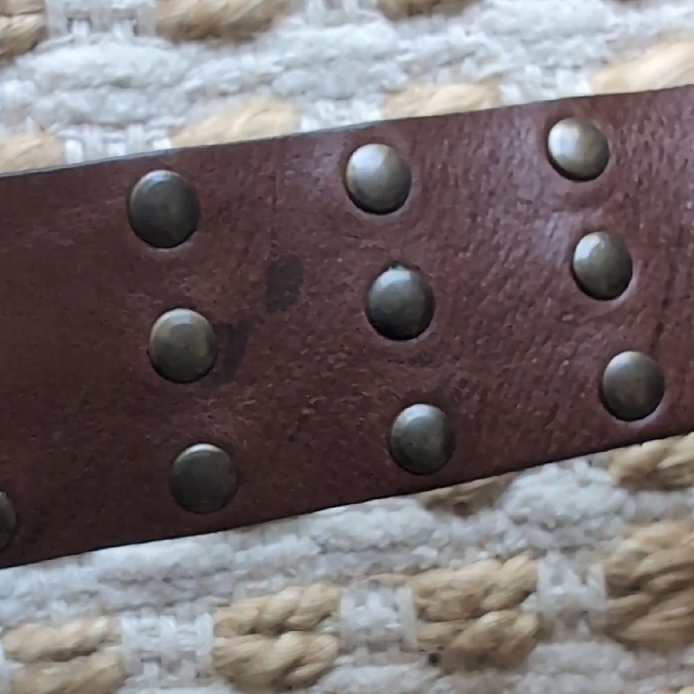 Brown Studded Leather Belt - Picture 5 of 6